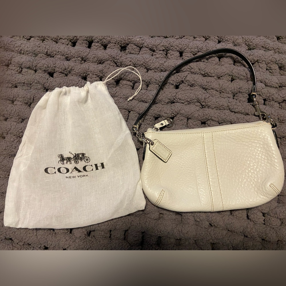 Coach Ivory Leather Wristlet